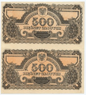 500 zloty 1944 - due banconote non tagliate - FALSO