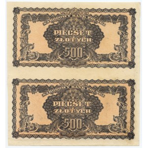 500 Zloty 1944 - zwei ungeschnittene Banknotenstücke - FALSE