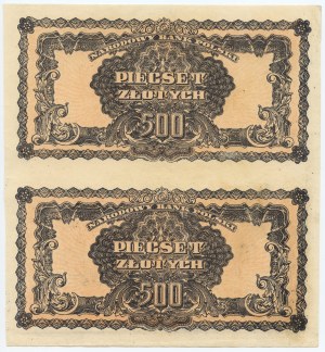 500 zł 1944 - nierozcięte dwie sztuki banknotu - FAŁSZERSTWO