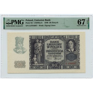 20 Gold 1940 - Serie L 0784087 - PMG 67 EPQ - 2nd max note