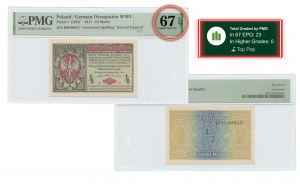 1/2 Polská značka 1916 - General Series B 8840613 - PMG 67 EPQ - TOP POP