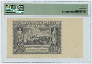 20 zloty 1940 - tirage inachevé, sans série ni numérotation - Épreuve progressive PMG 55