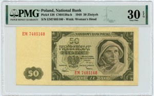 50 złotych 1948 - seria EM - PMG 30 EPQ