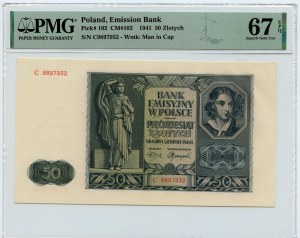 50 zlatých 1941 - série C - PMG 67 EPQ - 2. max. bankovka