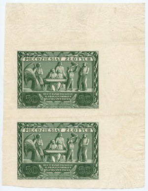 50 zloty 1936 - parte non tagliata del foglio 2 pezzi
