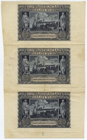 20 złotych 1940 - wycinany z arkusza