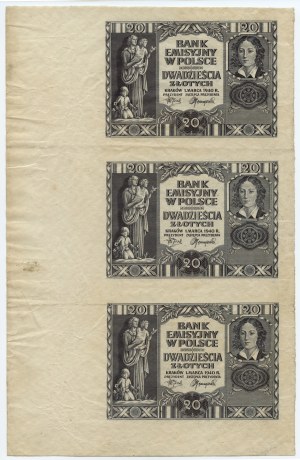 20 złotych 1940 - wycinany z arkusza