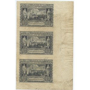 20 Zloty 1940 - aus einem Blatt geschnitten