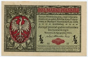 1/2 Poľská značka 1916 - generálna séria číslovanie červená A 7590495