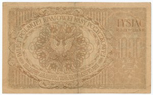 1.000 marek polskich 1919 - serja J Nr 000496 - BARDZO NISKA NUMERACJA