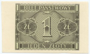 1 zlotý 1938 - pouze zadní strana tisku