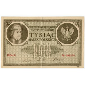 1,000 Polish marks 1919 - III series C No. 564876 - FALSE