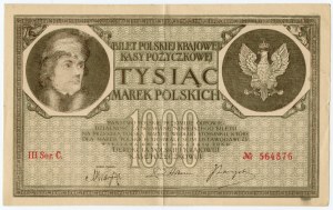 1.000 marek polskich 1919 - III seria C Nr 564876 - FAŁSZERSTWO