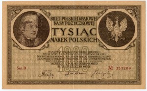 1.000 Polnische Mark 1919 - Serie D Nr. 357209 - FALSCH