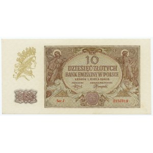 10 zlotých 1940 - séria J 2152319