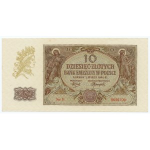 10 zlotých 1940 - séria H 9556709