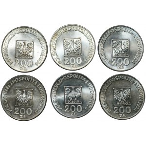 200 złotych 1974 - Mapka zestaw 6 sztuk