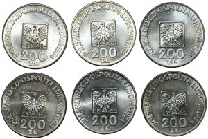 200 złotych 1974 - Mapka zestaw 6 sztuk