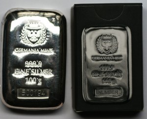 GERMANIA MINT - Barren von 100 Gramm reinem Silber