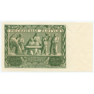 50 złotych 1936 - seria AB 1618785 - awers bez nadruku głównego
