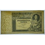 20 zloty 1931 - senza serie e numerazione, rovescio pulito, dritto senza suddivisione