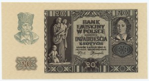 20 zloty 1940 - with watermark - fully EARNED obverse, without series and numbering