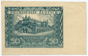 Polska, 50 złotych 1941 - Półprodukt na papierze ze znakiem wodnym