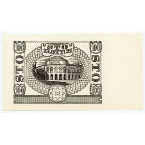 Černý tisk rubu 100 zlotých 1940 - bez série a číslování - vodoznak