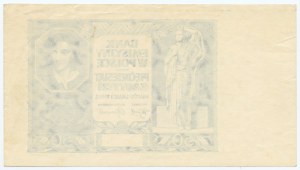 Czarnodruk awersu 50 złotych 1940 - bez serii oraz numeracji - inny znak wodny