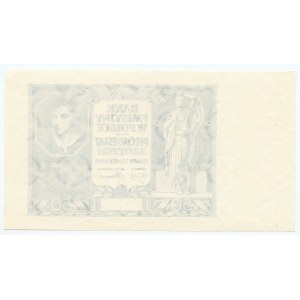 Black print of obverse of 50 zloty 1940 - without series and numbering - different watermark