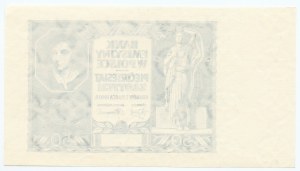 Black print of obverse of 50 zloty 1940 - without series and numbering - different watermark