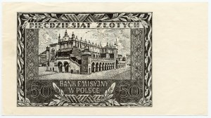 50 Zloty 1940 - ohne Serie und Nummerierung - Wasserzeichen - Schwarzdruck