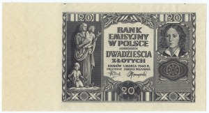 20 zloty 1940 sans série, sans numérotation et sans sous-impression