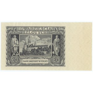 20 Zloty 1940 ohne Serie und Nummerierung und Unterdruck