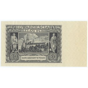 20 zloty 1940 senza serie e numerazione e sottostampa