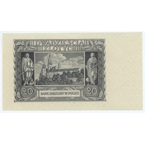 20 złotych 1940 bez serii i numeracji oraz poddruku