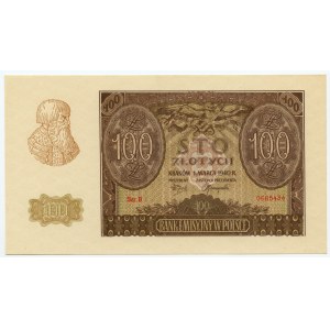 100 zloty 1940 - serie B, falsificazione ZWZ - numeratore color ciliegia