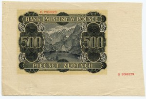 500 zloty 1940 - B - tirage inachevé