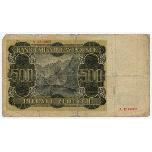 500 złotych 1940 - seria A 1319803 - seria falsu londyńskiego