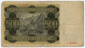 500 zloty 1940 - series A 1319803 - London wave series