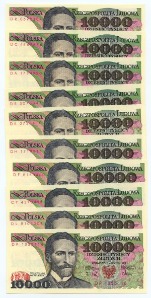 10.000 złotych 1988 - set 27 szt różne serie