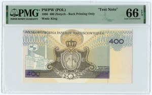 400 złotych 1994 - Wydrukowany w pełni rewers, awers czysty - PMG 66 EPQ