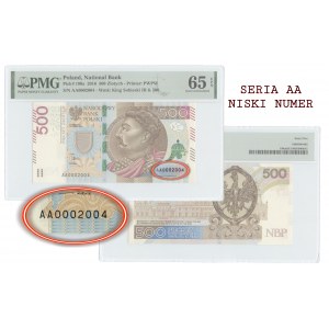 500 Gold 2016 - séria AA - nízke číslovanie 0002004 - PMG 65 EPQ