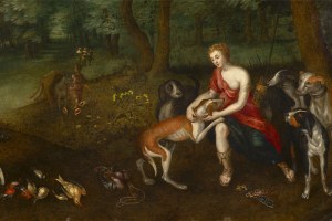 Jan Breughel the Younger (1601-1678), Jan Breughel the Younger (1601-1678) Diana with her dogs after hunting