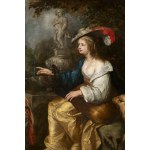 Erasmus Quellinus II (1607-1678) - attribuito a, Erasmus Quellinus II (1607-1678) - attribuito a Pastora con liuto e cavaliere presso un pozzo