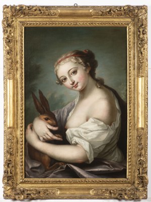 Rosalba Carriera (1675-1757) -Attributed, Rosalba Carriera (1675-1757) - Attributed Girl with a Rabbit
