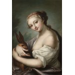 Rosalba Carriera (1675-1757) -Attributed, Rosalba Carriera (1675-1757) - Attributed Girl with a Rabbit