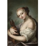 Rosalba Carriera (1675-1757) - Attribuito, Rosalba Carriera (1675-1757) - Attribuito Ragazza con coniglio