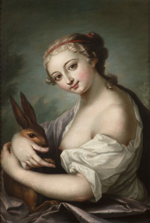 Rosalba Carriera (1675-1757) -Attributed, Rosalba Carriera (1675-1757) - Attributed Girl with a Rabbit