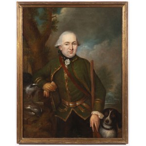 Malarz XVIII wiek, Malarz XVIII wiek Portret mężczyzny z psem